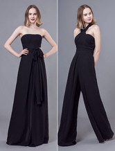 Black Jumpsuits Formal Evening Wedding Party Convertible Chiffon Long One Size Fits All Bridesmaid Dresses Free Customization