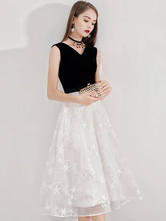 Short Prom Dresses Lace V Neck Cocktail Party Dress Two Tone Wedding Guest Dress
