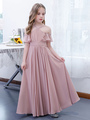 Cameo Pink Flower Girl Dress Chiffon Pleated Off-The-Shoulder