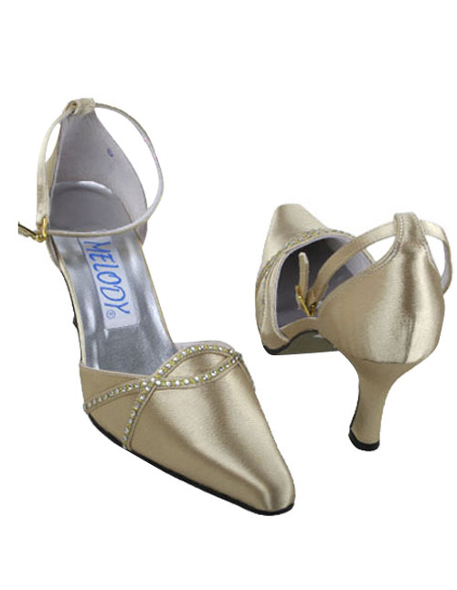 Gold Rhinestone Satin Wedding Pumps Milanoo com