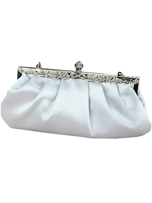 satin silver clutch