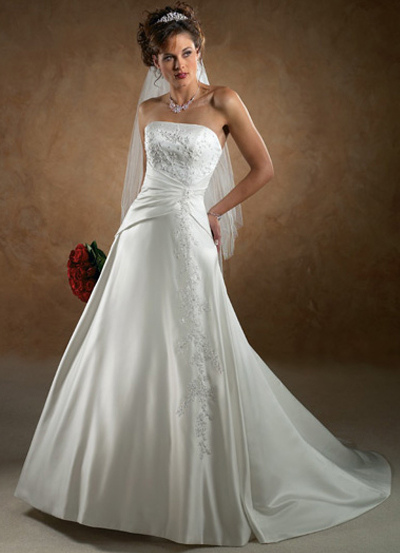 white satin una línea de vestido de novia - milanoo