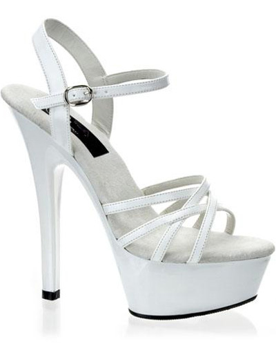 High Heel White PU Ankle Strap Platform Sandals - Milanoo.com