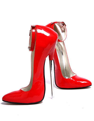 red patent stilettos