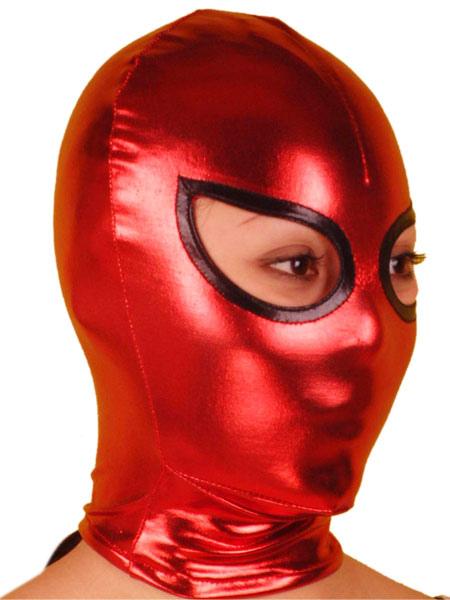 Costumes Costumes | Halloween Red And Black Open Eye Shiny Metallic Hood Halloween - XL07937