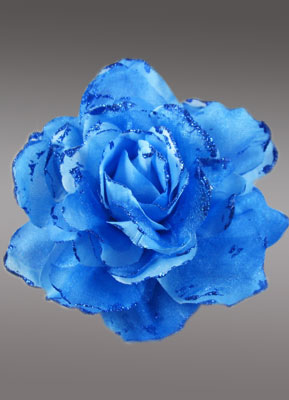Azul de tela y seda de la flor peonía boda muñeca 