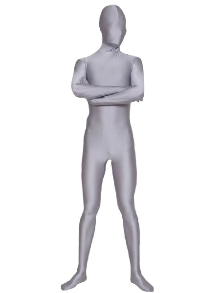 Morph Suit Grey Zentai Suit Lycra Spandex Bodysuit with Face