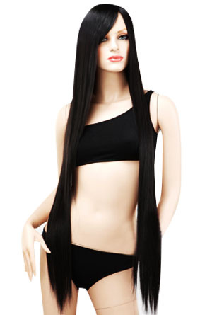 Moda Mujer Accesorios | Peluca larga sintética de color negro - VA54234