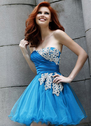 Short Strapless Applique Organza Satin Prom Dress Milanoo Com