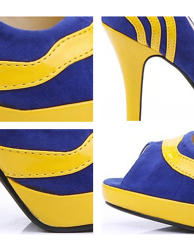 blue and yellow high heels