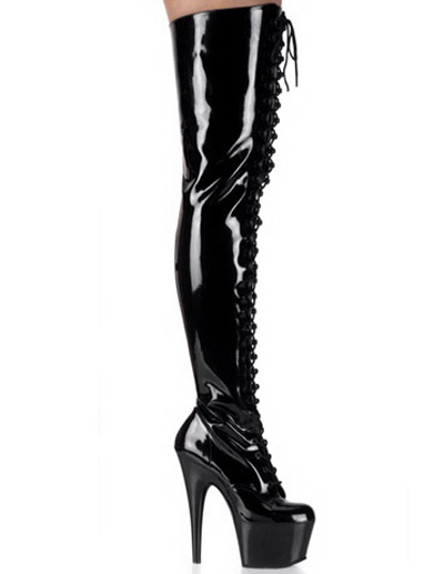 high heel black leather boots