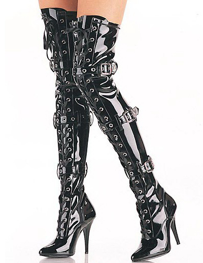 knee high boots patent leather