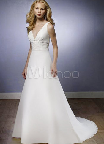 Satin Empire Waist Wedding Dress