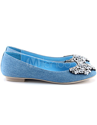 Zapatos azules de la Ronda del dedo del pie plano Moda - Milanoo.com