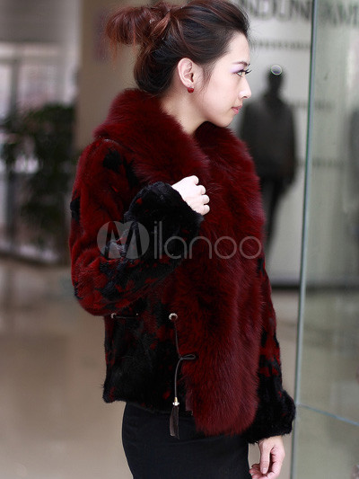 burgundy fox fur coat