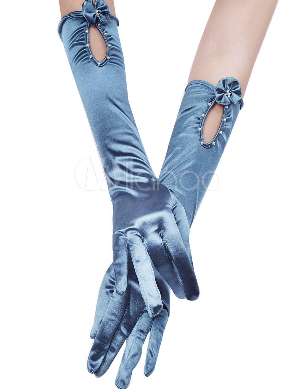 blue wedding gloves