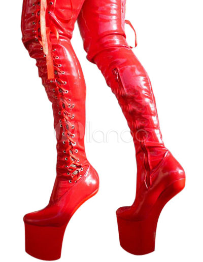 Botas rojas con pataforma y cordones de estilo sexy - Milanoo.com
