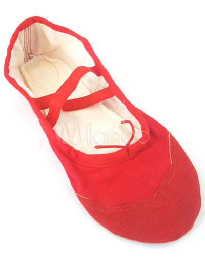 Pretty Red Canvas Pigskin Womens Ballet Shoes - Milanoo.com