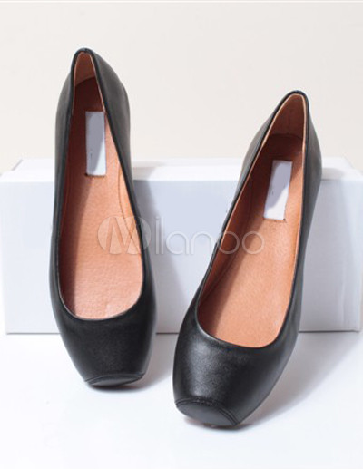 black square toe ballet flats