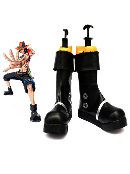 One Piece Portgas D Ace Black Shoes Cosplay Boots