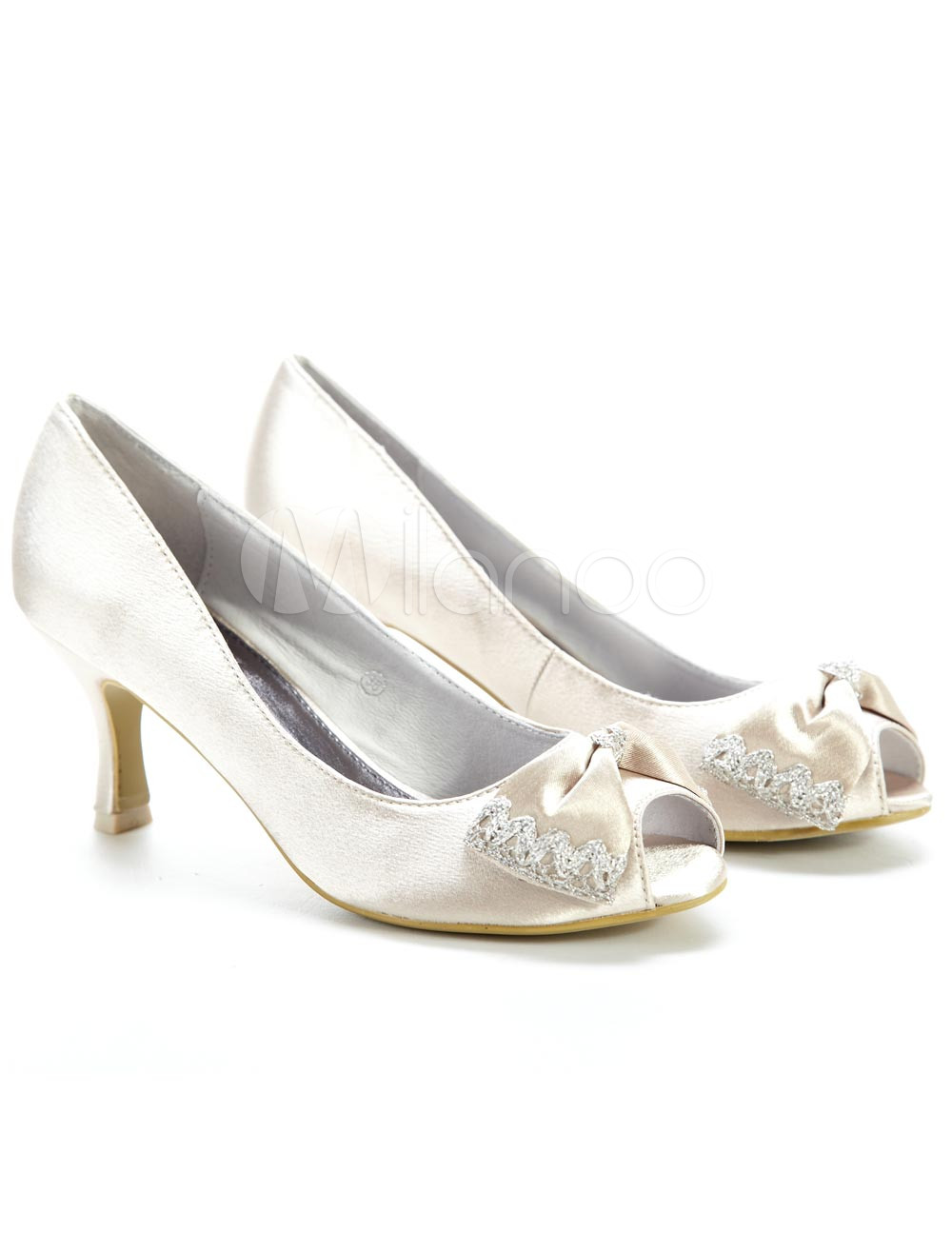 champagne satin shoes