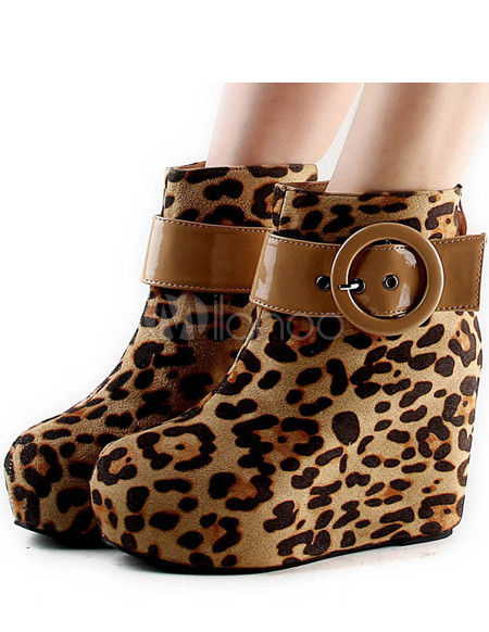 bottine plate leopard
