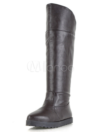 rubber sole knee high boots