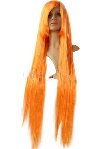 perruque orange longue