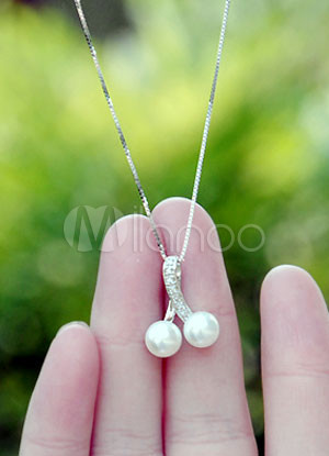White Natural Double Pearl Pendant In 