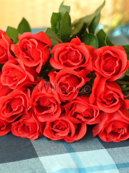 Fleurs soie rose rouge unique attractive - Milanoo.com