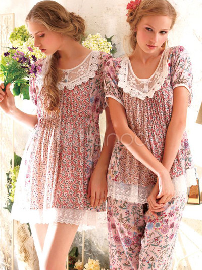 Nice Cameo Brown 100 Cotton Printing House Dress For Women Nice Cameo Brown 100 Cotton Printing House Dress For Women No 1