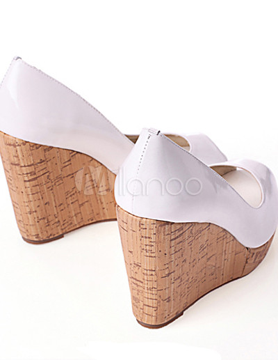 white wedge heels closed toe