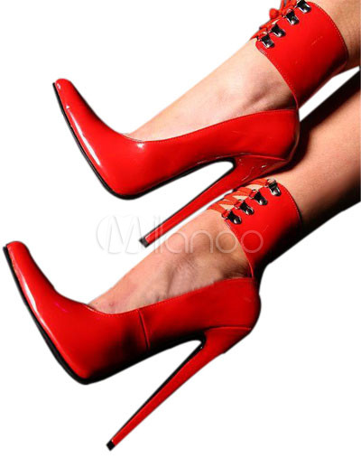 red patent leather stilettos