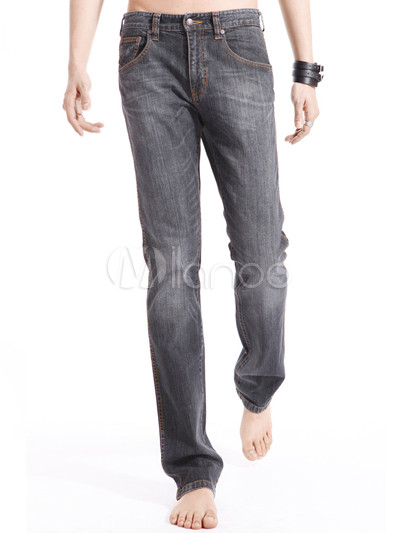 Fashion Gray 99.5% Cotton 0.5% Spandex Jeans For Men - Milanoo.com