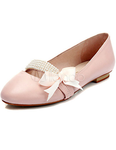 Pink Bow Flat Pointed Toe Fashion Shoes - Milanoo.com