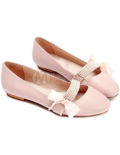 Pink Bow Flat Pointed Toe Fashion Shoes - Milanoo.com