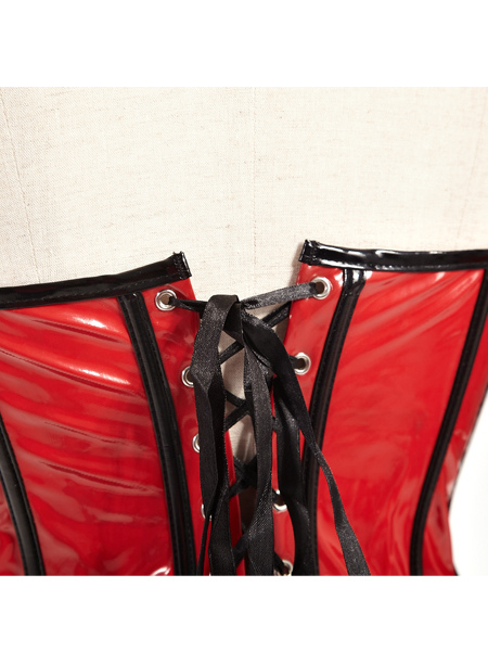 Black And Red Strapless PVC Corset And Panty Set - Milanoo.com