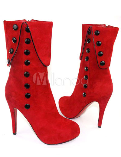 Red 3'' High Heel Beautiful Suede Fashion Shoes - Milanoo.com