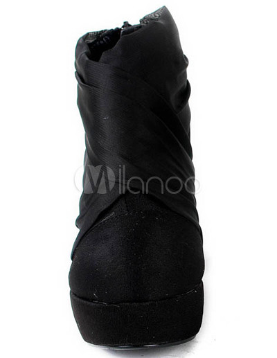 pointed black lace up boots