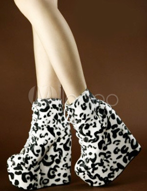 black and white leopard boots