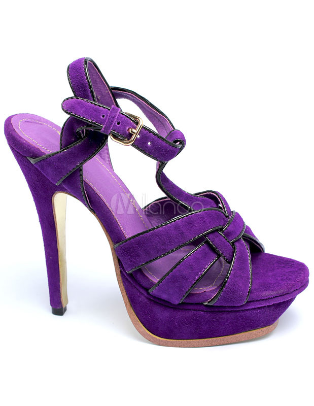 purple heel sandals for womens