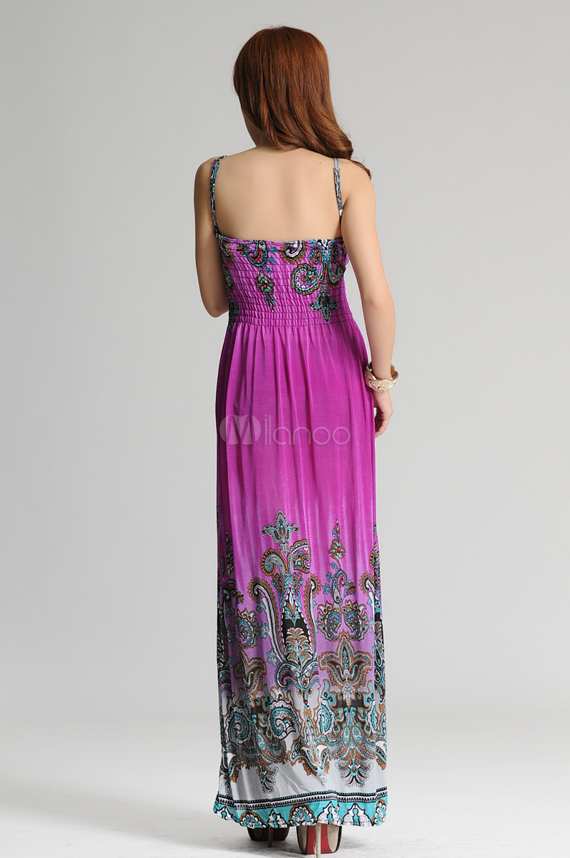 Gorgeous Bohemian Fuchsia Cotton Polyester Deep V-neck Sleeveless ...