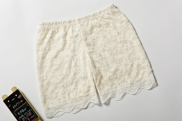 Pure White Lace Women's Shorts - Milanoo.com