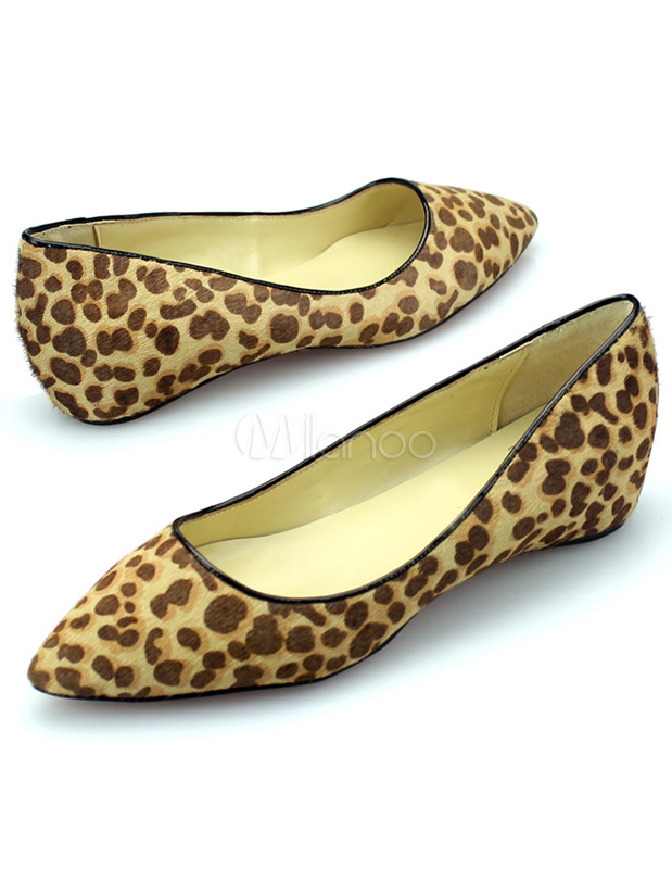 animal print pointed toe flats