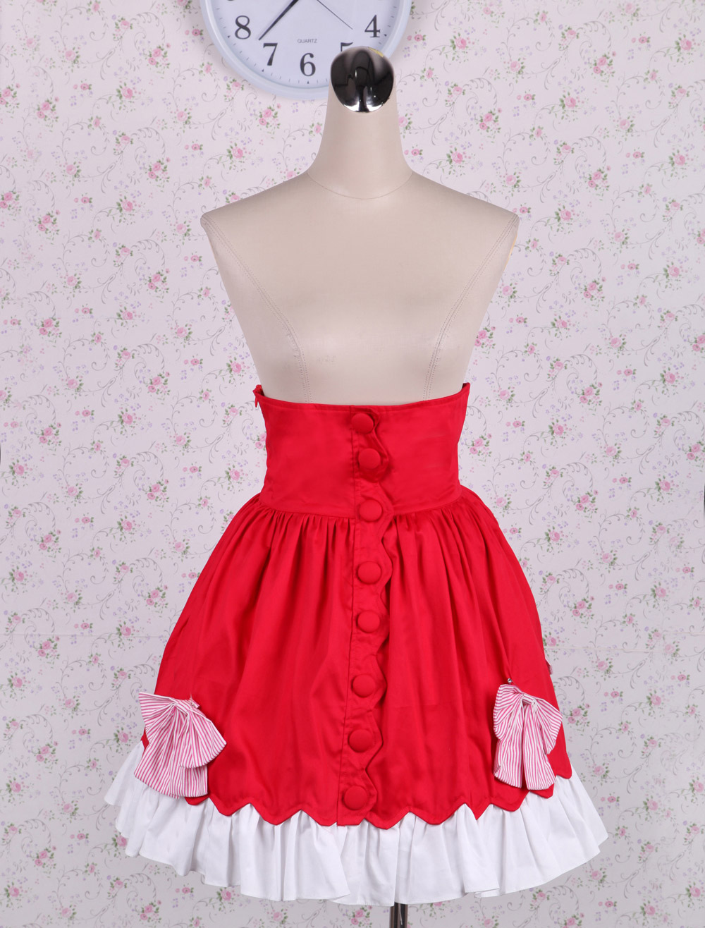 Cotton Red Bow Buttons Cotton Lolita Skirt - Milanoo.com