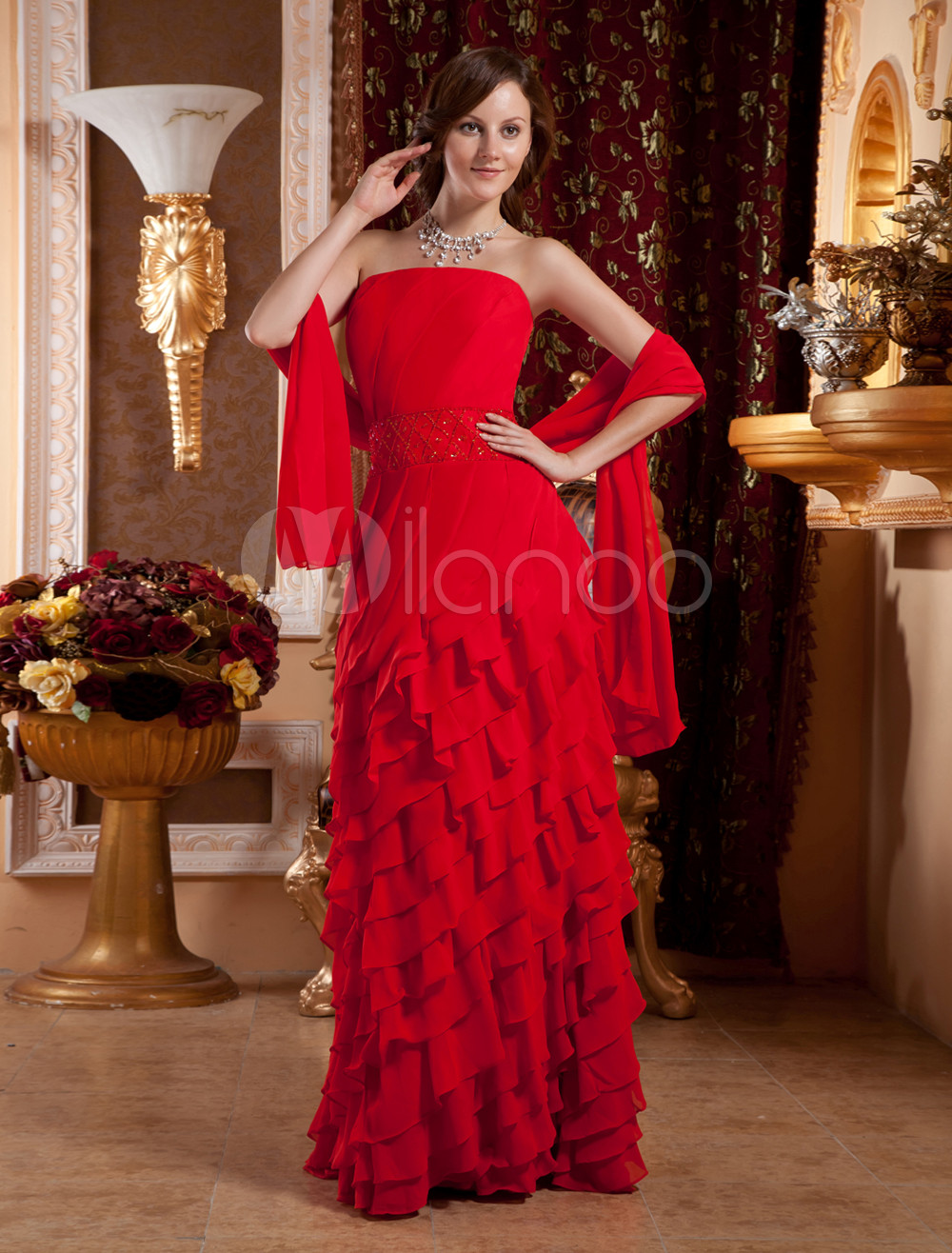 multi layered chiffon dress