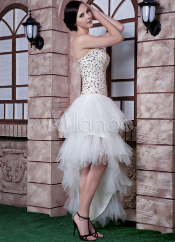 net and satin gown
