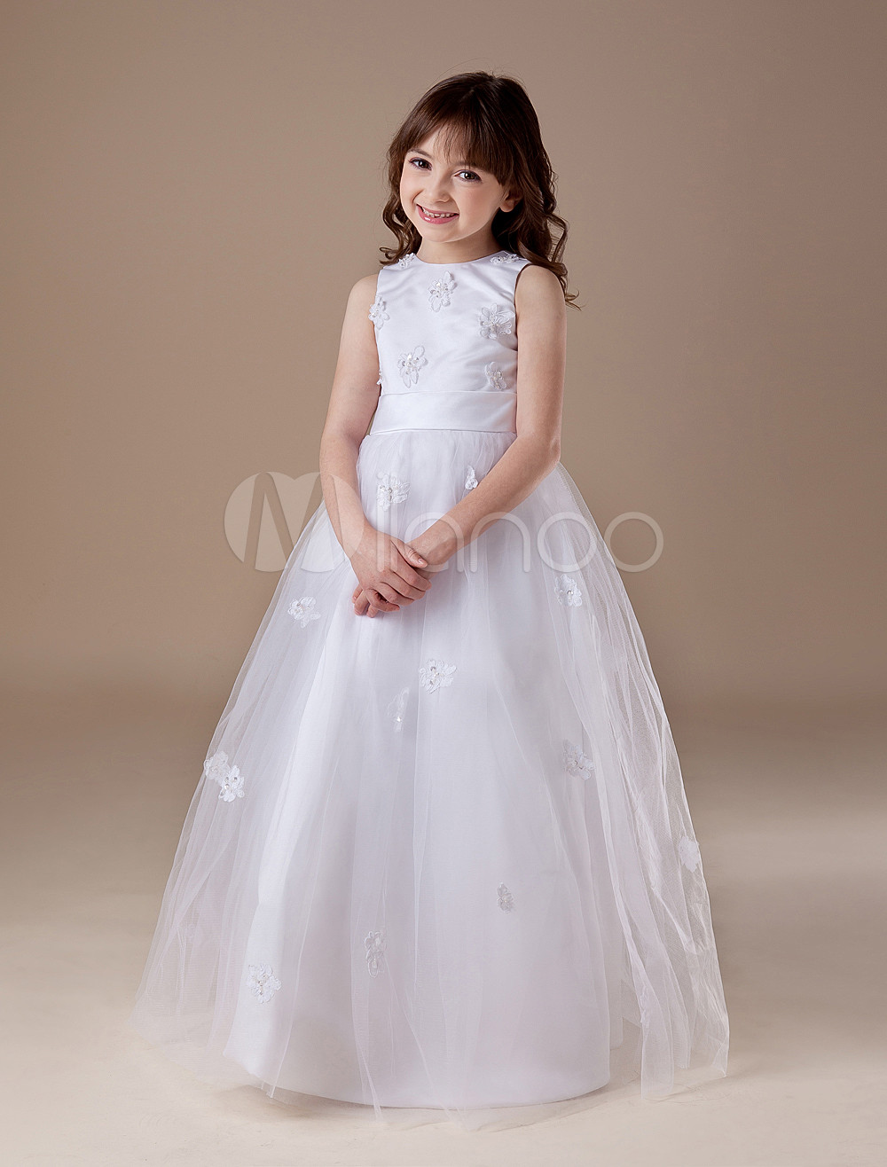 Sweet White Soft Tulle Flower Girl Dress