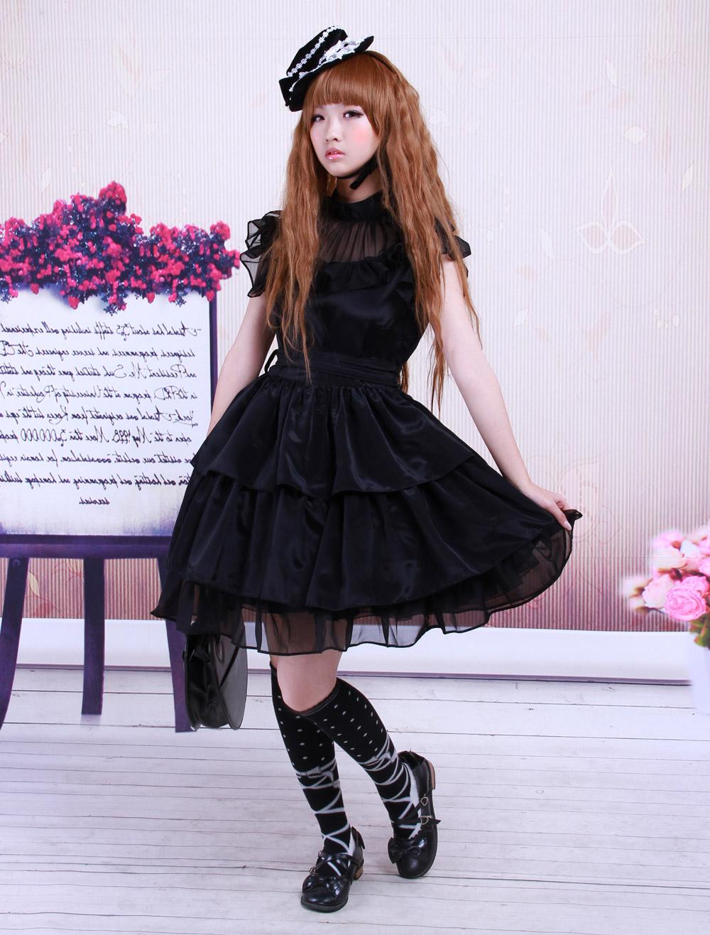 Black ruffle outlet skirt yarn