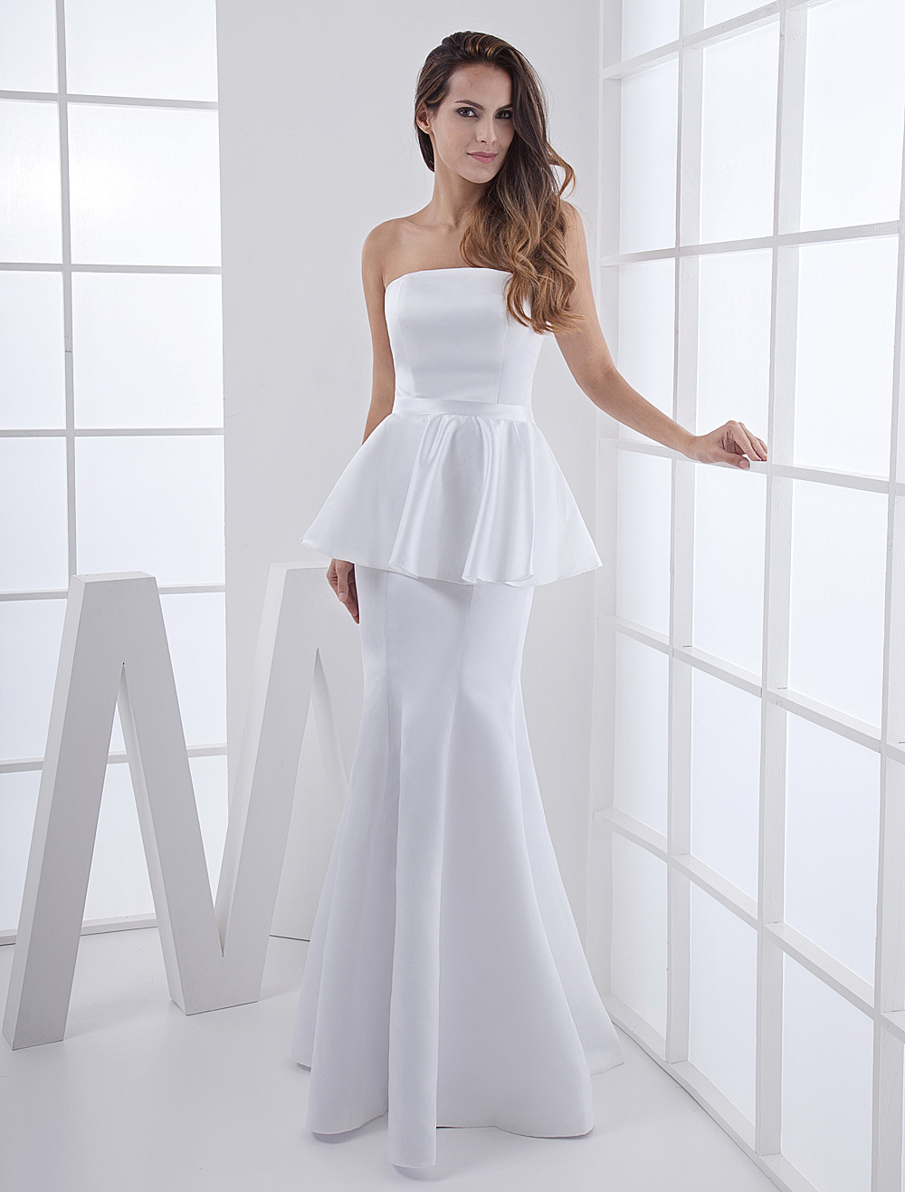 White Satin Formal Dresses